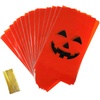 image:imageOutus 50 Pieces Halloween Jack O Lantern Pumpkin Treat Bags Flat Cellophane Orange Treat Candy Bags Halloween Plastic Party Favor Decor for Bakery Popcorn Cookie Candy Dessert with Gold Twist Ties50
