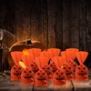 image:imageOutus 50 Pieces Halloween Jack O Lantern Pumpkin Treat Bags Flat Cellophane Orange Treat Candy Bags Halloween Plastic Party Favor Decor for Bakery Popcorn Cookie Candy Dessert with Gold Twist Ties50