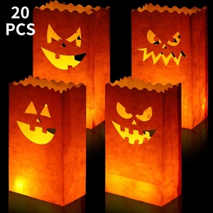 image:imageOutus 20 Pieces Halloween Pumpkin Bags Candle Luminary Paper Lantern Bags for Halloween Wedding Party Decoration
