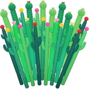 image:imageOutus 24 Pieces Cactus Shaped Roller Pens  Green Saguaro Design with Black Gel Ink and Flower  for Classroom Office School Student Gift Supplies and Decor Fresh Style