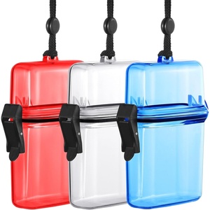 image:imageOutus 3 Pcs Waterproof ID Badge Holder Case with Waterproof Buckle 472 x 295 x 157 Inches Floating Sport Case Locker with Adjustable Hanging Rope Plastic Card Dry BoxClear Gray Blue ClassicClear Blue Red