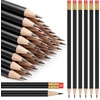 image:imageOutus 144 Pieces Round Pencils Cute HB Graphite Wood Pencils Bulk with Eraser for School Writing Drawing Sketching Wedding Office SuppliesBlackBlack