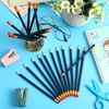 image:imageOutus 144 Pieces Round Pencils Cute HB Graphite Wood Pencils Bulk with Eraser for School Writing Drawing Sketching Wedding Office SuppliesBlackBlue