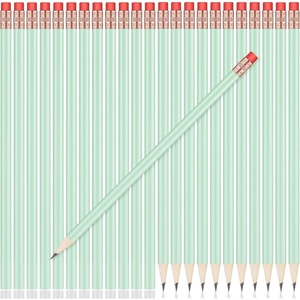 image:imageOutus 144 Pieces Round Pencils Cute HB Graphite Wood Pencils Bulk with Eraser for School Writing Drawing Sketching Wedding Office SuppliesBlackSage Green