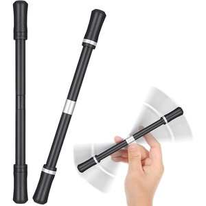 image:imageOutus 2 Pieces Spinning Pen Rolling Finger Anxiety Fidget Weighted Pens Cool Rotating Twirling Pencil for Adults Office Supplies Silver and Black