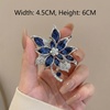image:imageBlue Crystal Flower Brooch Pin for Women Silver Tone Rhinestone Floral Lapel Badge Sparkling Jewelry Accessory for Coat Dress Scarf Party DecorationBlue