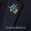 image:imageBlue Crystal Flower Brooch Pin for Women Silver Tone Rhinestone Floral Lapel Badge Sparkling Jewelry Accessory for Coat Dress Scarf Party DecorationLight Blue