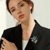 image:imageBlue Crystal Flower Brooch Pin for Women Silver Tone Rhinestone Floral Lapel Badge Sparkling Jewelry Accessory for Coat Dress Scarf Party DecorationLight Blue