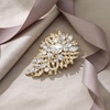 image:imageEVER FAITH Austrian Crystal Wedding Flower Leaf Bouquet Brooch for Women  Costume Party Prom Jewelry for Bride BridesmaidClear GoldPlatedBase