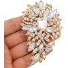 image:imageEVER FAITH Austrian Crystal Wedding Flower Leaf Bouquet Brooch for Women  Costume Party Prom Jewelry for Bride BridesmaidClear GoldPlatedBase