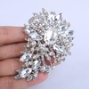image:imageEVER FAITH Austrian Crystal Wedding Flower Leaf Bouquet Brooch for Women  Costume Party Prom Jewelry for Bride BridesmaidClear SilverPlatedBase