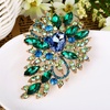 image:imageEVER FAITH Austrian Crystal Wedding Flower Leaf Bouquet Brooch for Women  Costume Party Prom Jewelry for Bride BridesmaidLight Blue w Green