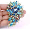 image:imageEVER FAITH Austrian Crystal Wedding Flower Leaf Bouquet Brooch for Women  Costume Party Prom Jewelry for Bride BridesmaidLight Blue w Green AB