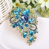 image:imageEVER FAITH Austrian Crystal Wedding Flower Leaf Bouquet Brooch for Women  Costume Party Prom Jewelry for Bride BridesmaidLight Blue w Green AB