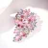 image:imageEVER FAITH Austrian Crystal Wedding Flower Leaf Bouquet Brooch for Women  Costume Party Prom Jewelry for Bride BridesmaidPink SilverPlatedBase
