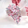 image:imageEVER FAITH Austrian Crystal Wedding Flower Leaf Bouquet Brooch for Women  Costume Party Prom Jewelry for Bride BridesmaidPink SilverPlatedBase