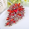 image:imageEVER FAITH Austrian Crystal Wedding Flower Leaf Bouquet Brooch for Women  Costume Party Prom Jewelry for Bride BridesmaidRed