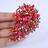 image:imageEVER FAITH Austrian Crystal Wedding Flower Leaf Bouquet Brooch for Women  Costume Party Prom Jewelry for Bride BridesmaidRed
