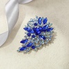 image:imageEVER FAITH Austrian Crystal Wedding Flower Leaf Bouquet Brooch for Women  Costume Party Prom Jewelry for Bride BridesmaidRoyal Blue SilverPlatedBase