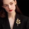 image:imageGentlemen Gold Silver Leaf Brooches Simple Elegant Retro Double Leaf Collar Pin Brooch Gold Silver Plant Leaves BroochesGold Pearl