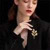 image:imageGentlemen Gold Silver Leaf Brooches Simple Elegant Retro Double Leaf Collar Pin Brooch Gold Silver Plant Leaves BroochesGold Pearl