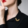 image:imageGentlemen Gold Silver Leaf Brooches Simple Elegant Retro Double Leaf Collar Pin Brooch Gold Silver Plant Leaves BroochesGold Smaller