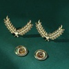 image:imageGentlemen Gold Silver Leaf Brooches Simple Elegant Retro Double Leaf Collar Pin Brooch Gold Silver Plant Leaves BroochesGold Smaller