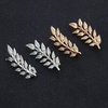 image:imageGentlemen Gold Silver Leaf Brooches Simple Elegant Retro Double Leaf Collar Pin Brooch Gold Silver Plant Leaves BroochesGold and Silver
