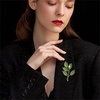 image:imageGentlemen Gold Silver Leaf Brooches Simple Elegant Retro Double Leaf Collar Pin Brooch Gold Silver Plant Leaves BroochesGreen Pearl