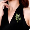 image:imageGentlemen Gold Silver Leaf Brooches Simple Elegant Retro Double Leaf Collar Pin Brooch Gold Silver Plant Leaves BroochesGreen Pearl