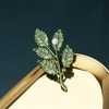 image:imageGentlemen Gold Silver Leaf Brooches Simple Elegant Retro Double Leaf Collar Pin Brooch Gold Silver Plant Leaves BroochesGreen Pearl