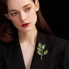 image:imageGentlemen Gold Silver Leaf Brooches Simple Elegant Retro Double Leaf Collar Pin Brooch Gold Silver Plant Leaves BroochesGreen Pearl