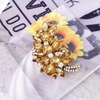 image:imageLAXPICOL Vintage Green Austrian Crystal Flower Leaf Bouquet Clusters Large Big Brooch Pin for Women Gold Tonebrown