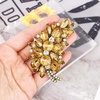 image:imageLAXPICOL Vintage Green Austrian Crystal Flower Leaf Bouquet Clusters Large Big Brooch Pin for Women Gold Tonebrown