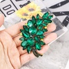 image:imageLAXPICOL Vintage Green Austrian Crystal Flower Leaf Bouquet Clusters Large Big Brooch Pin for Women Gold Tonegreen1