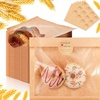 image:imageOutus 400 Pcs Cookie Packaging Bags with Seal 71 x 75 Inch Bakery Pastry Bags with Window Heat Sealable Grease Resistant Paper to Go Bake Sleeves for Gift Giving Donut Bread Sandwich BrownBrown
