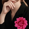 image:imageRose Brooch and Pin for Women Elegant Delicate Flower Pin Shawl Clip Duck Beak Clip for Womens Dress Banquet Party Jewelry Gift12cm hot pink