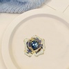 image:imageRose Flower Brooch Pin with Large Teardrop Crystal and Micro Pave Cubic Zirconia Floral Lapel Pin for Suit Dress Wedding PartyBlue