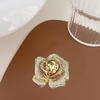 image:imageRose Flower Brooch Pin with Large Teardrop Crystal and Micro Pave Cubic Zirconia Floral Lapel Pin for Suit Dress Wedding PartyGold