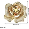 image:imageRose Flower Brooch Pin with Large Teardrop Crystal and Micro Pave Cubic Zirconia Floral Lapel Pin for Suit Dress Wedding PartyGold