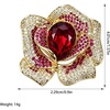 image:imageRose Flower Brooch Pin with Large Teardrop Crystal and Micro Pave Cubic Zirconia Floral Lapel Pin for Suit Dress Wedding PartyRose Red