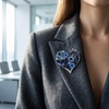 image:imageSparkling Blue Rhinestone Heart Brooches and Pins for Women Butterfly BroochWedding Birthday Party Jewelry Accessories