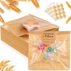 image:imageOutus 400 Pcs Cookie Packaging Bags with Seal 71 x 75 Inch Bakery Pastry Bags with Window Heat Sealable Grease Resistant Paper to Go Bake Sleeves for Gift Giving Donut Bread Sandwich BrownBrown