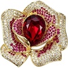 image:imageRose Flower Brooch Pin with Large Teardrop Crystal and Micro Pave Cubic Zirconia Floral Lapel Pin for Suit Dress Wedding PartyRose Red
