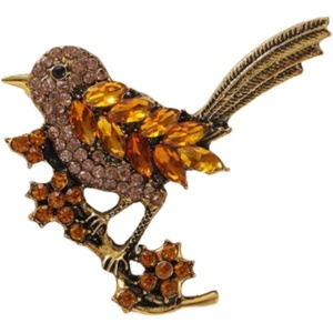 image:imageBird Brooch Pin for Women Elegant Gold Tone Crystal Bird Brooches for Women Dress Hat Decorationyellow