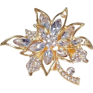 image:imageBlue Crystal Flower Brooch Pin for Women Silver Tone Rhinestone Floral Lapel Badge Sparkling Jewelry Accessory for Coat Dress Scarf Party Decorationsilver