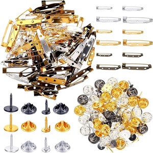 image:imageChuangdi 200 Pieces Brooch Bar Pins Butterfly Clutch Blank Pins Set Safety Catch Back Butterfly Clutch Tie Tacks Backs with Blank for Crafts Projects Badge Name Tags Jewelry Supplies
