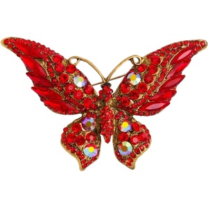 image:imageCrystal Rhinestone Butterfly BroochElegant Butterfly Lapel PinsFashion Exquisite Crystal Animal Shape Brooches Lapel PinsDress Accessories Jewelry Gift for Women Daily DecorationRed1