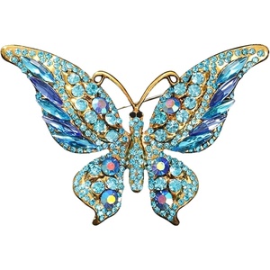 image:imageCrystal Rhinestone Butterfly BroochElegant Butterfly Lapel PinsFashion Exquisite Crystal Animal Shape Brooches Lapel PinsDress Accessories Jewelry Gift for Women Daily DecorationDeep Blue1