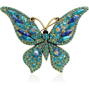 image:imageCrystal Rhinestone Butterfly BroochElegant Butterfly Lapel PinsFashion Exquisite Crystal Animal Shape Brooches Lapel PinsDress Accessories Jewelry Gift for Women Daily DecorationDeep Blue